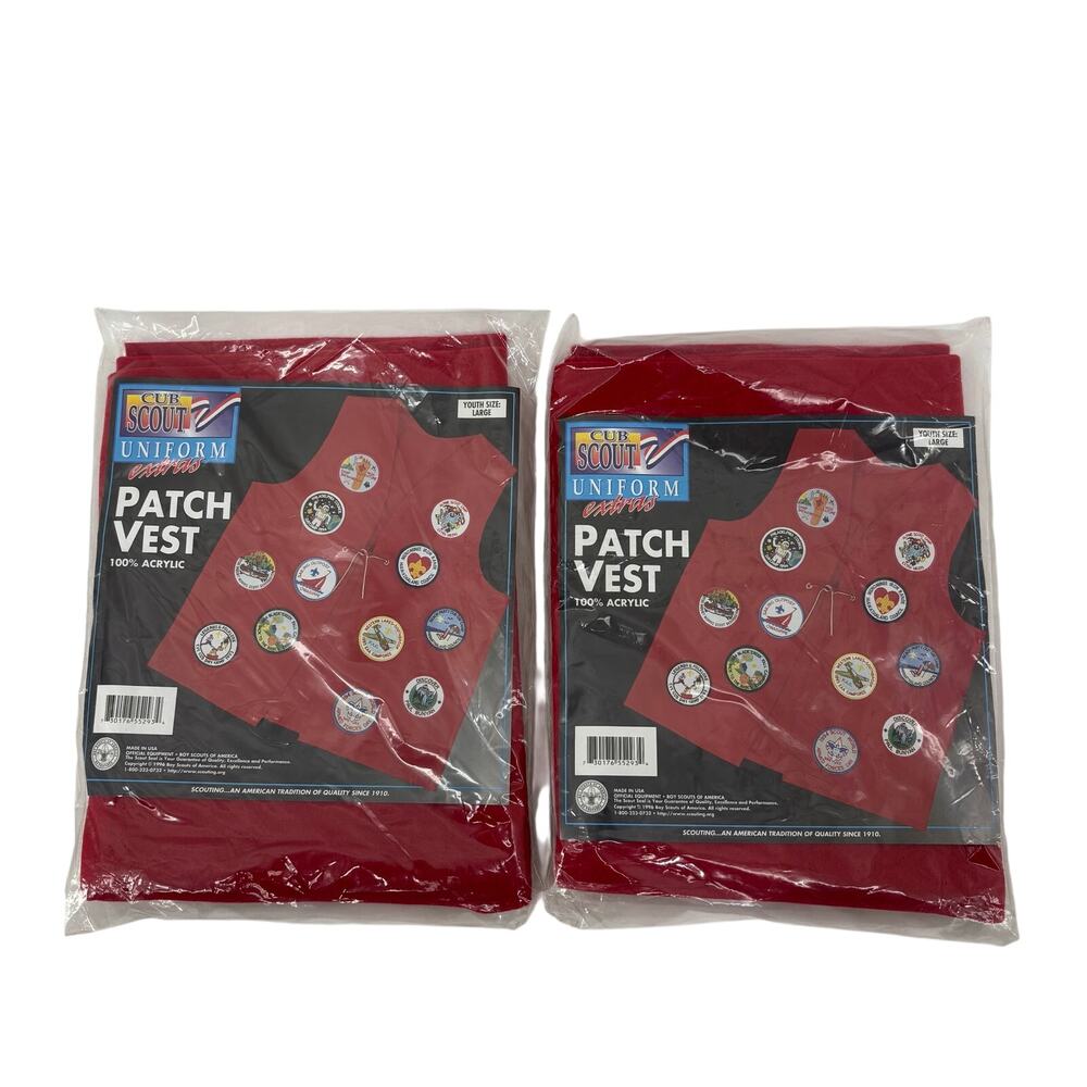 Cub Scout Sz Large Set of 2 Uniform Extras Boys Unisex Patch Badge Vest Youth